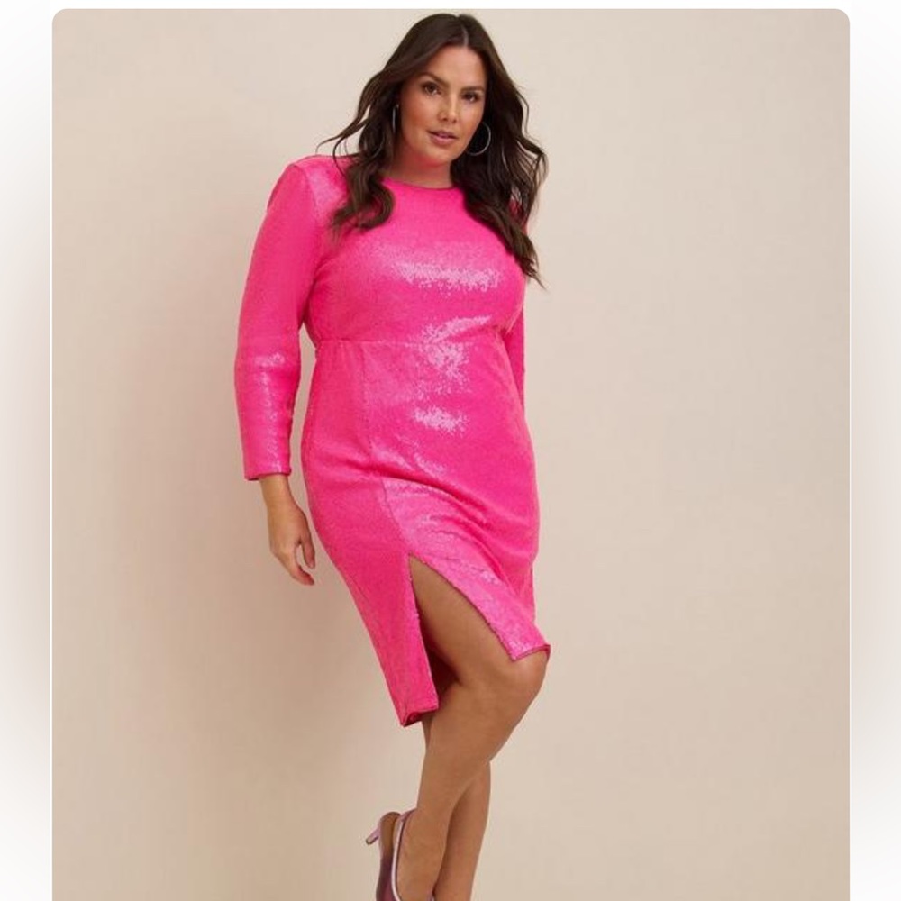 NWT Hot Pink Sequin Dress Torrid 18 New Years Shift